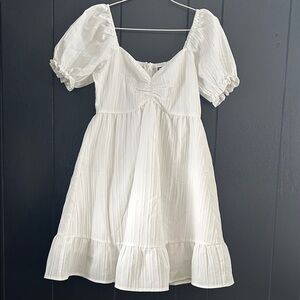 SHEIN Elegant White Ruffle Dress